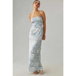 Reformation Frankie 100% Silk Floral Maxi Dress Blue & White Sz 8 NEW #780